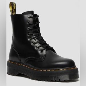 Dr. Doc Martens Jadon Black Boots with Yellow Stitching